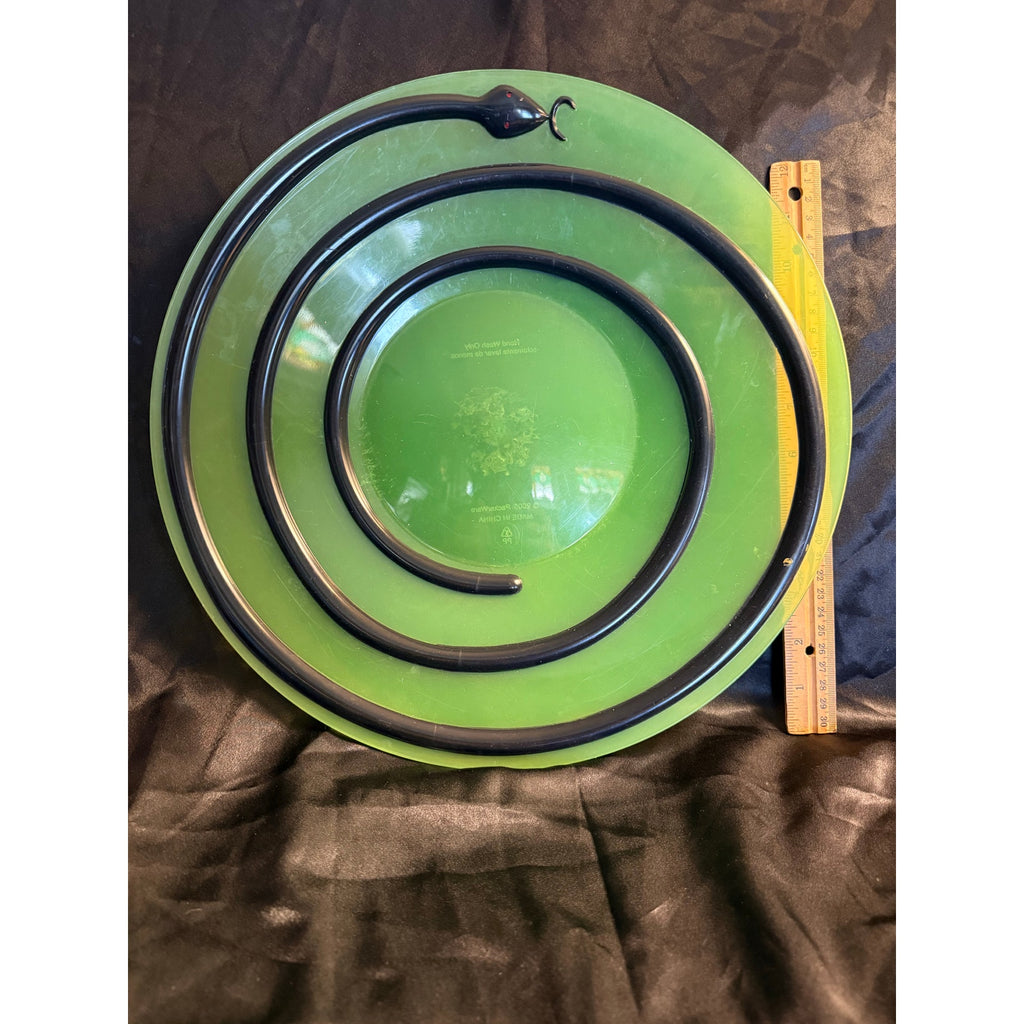 Vintage Y2K 14” Green and Black Spiral Snake Plastic Halloween Platter by Packerware