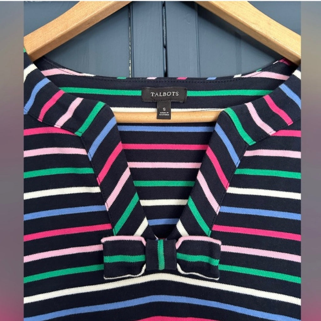 Talbots Striped 100% Cotton Shift Dress Size S
