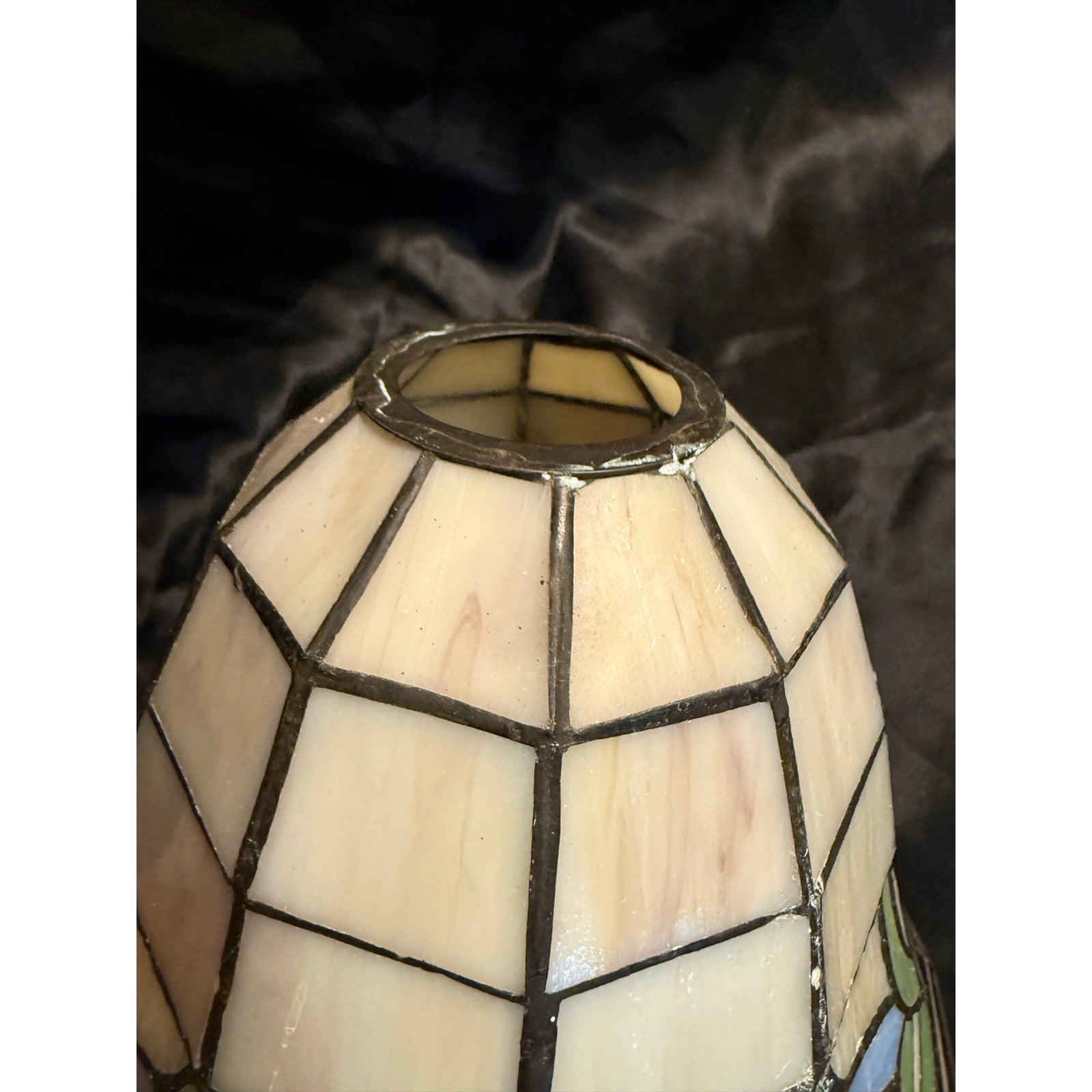 Vintage Tiffany Style Floral Stained Glass Lamp Shade Multicolor 9"x7”