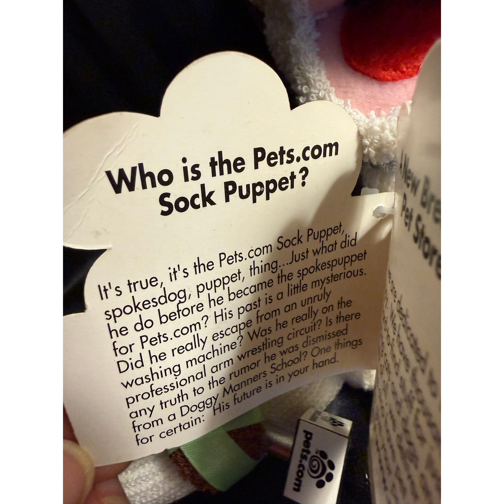 Vintage Y2K Pets.Com Sock Puppet Ad Dog w Tags