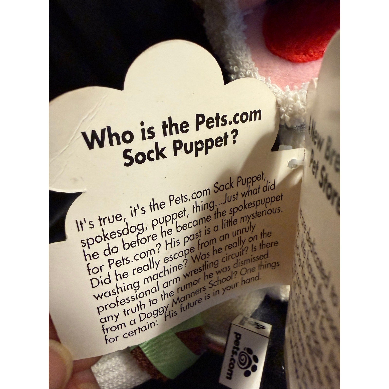 Vintage Y2K Pets.Com Sock Puppet Ad Dog w Tags