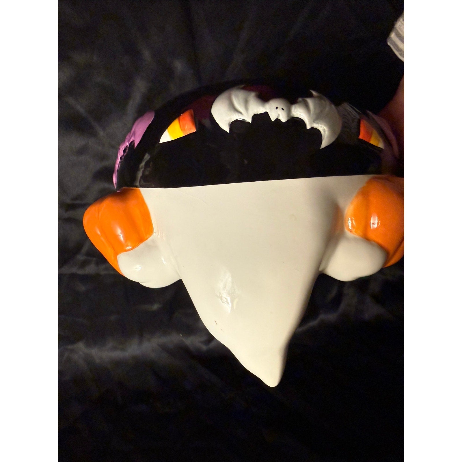 Vintage 90’s ceramic Halloween ghosts pumpkins candy bowl 6”x7”