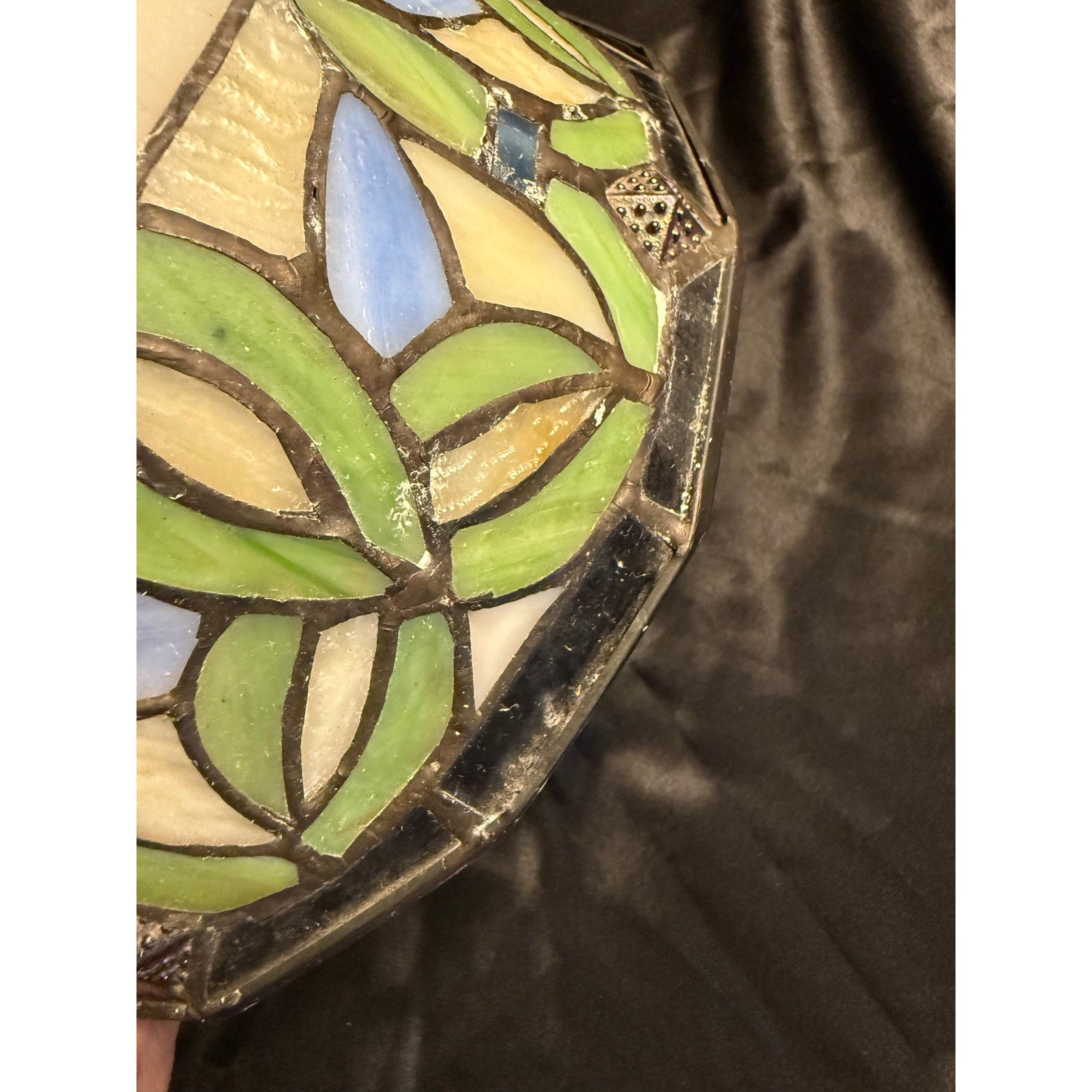 Vintage Tiffany Style Floral Stained Glass Lamp Shade Multicolor 9"x7”