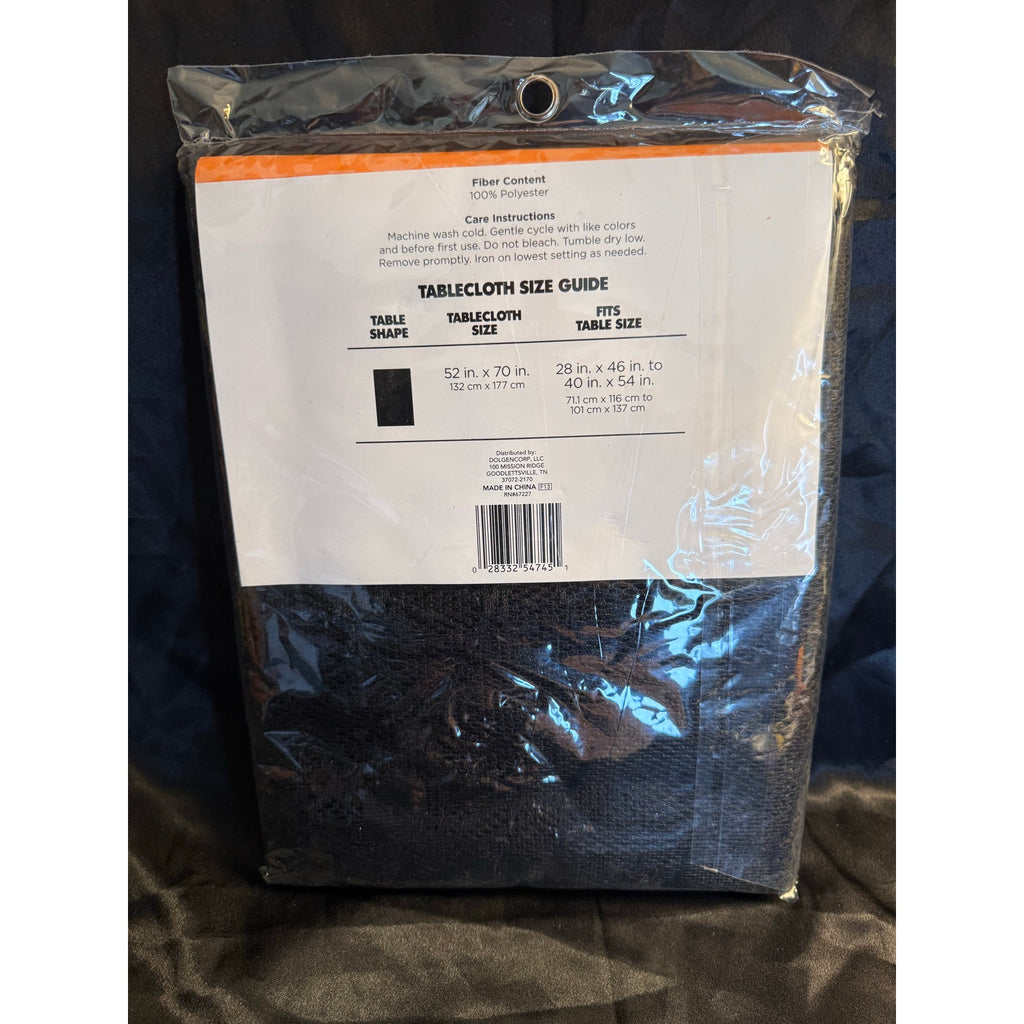 Halloween Black Lace Spiderwebs Tablecloth 52” x 70” NIP