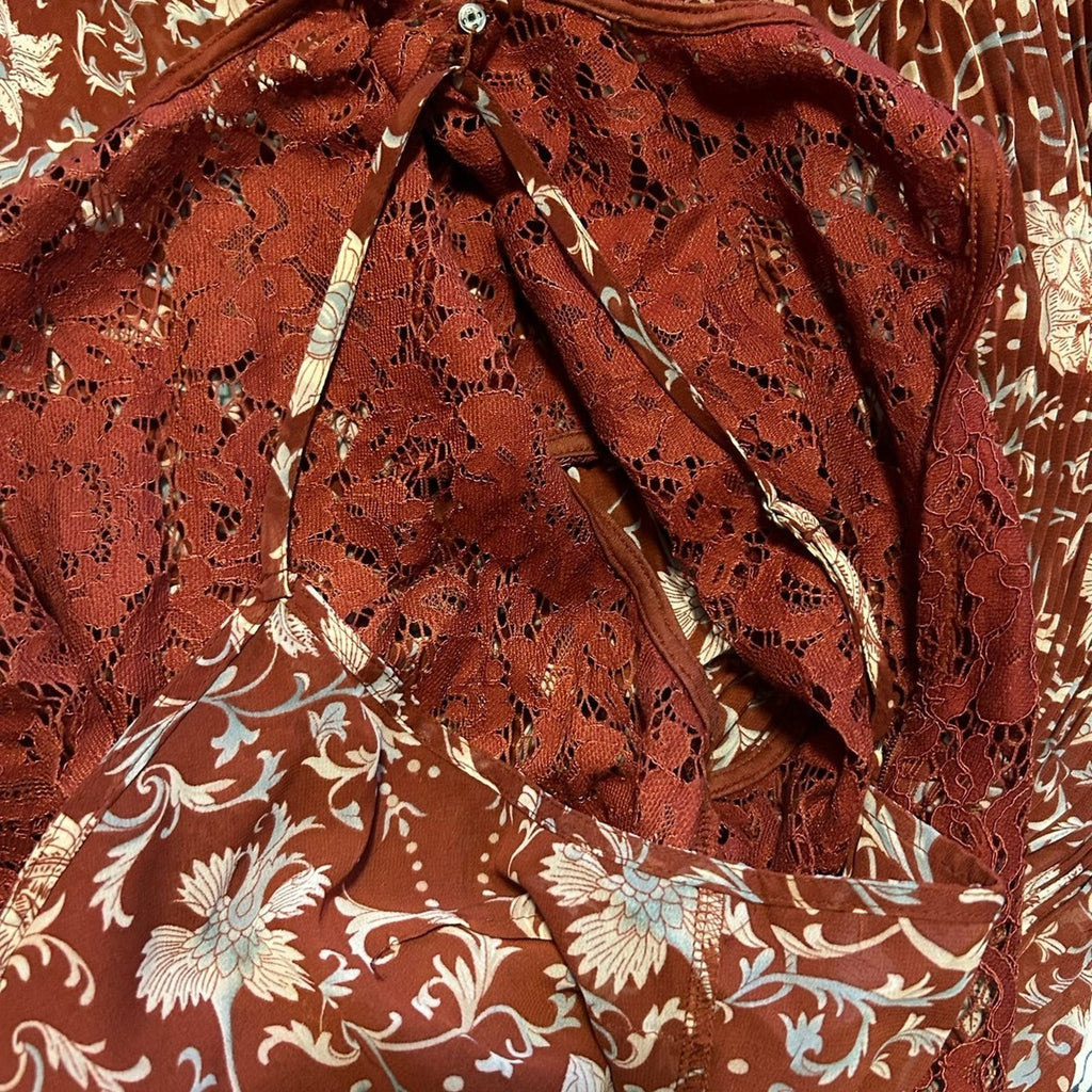 Anthropologie Plenty by Tracy Reese Lace Pleated Midi Dress Women’s Sz 4