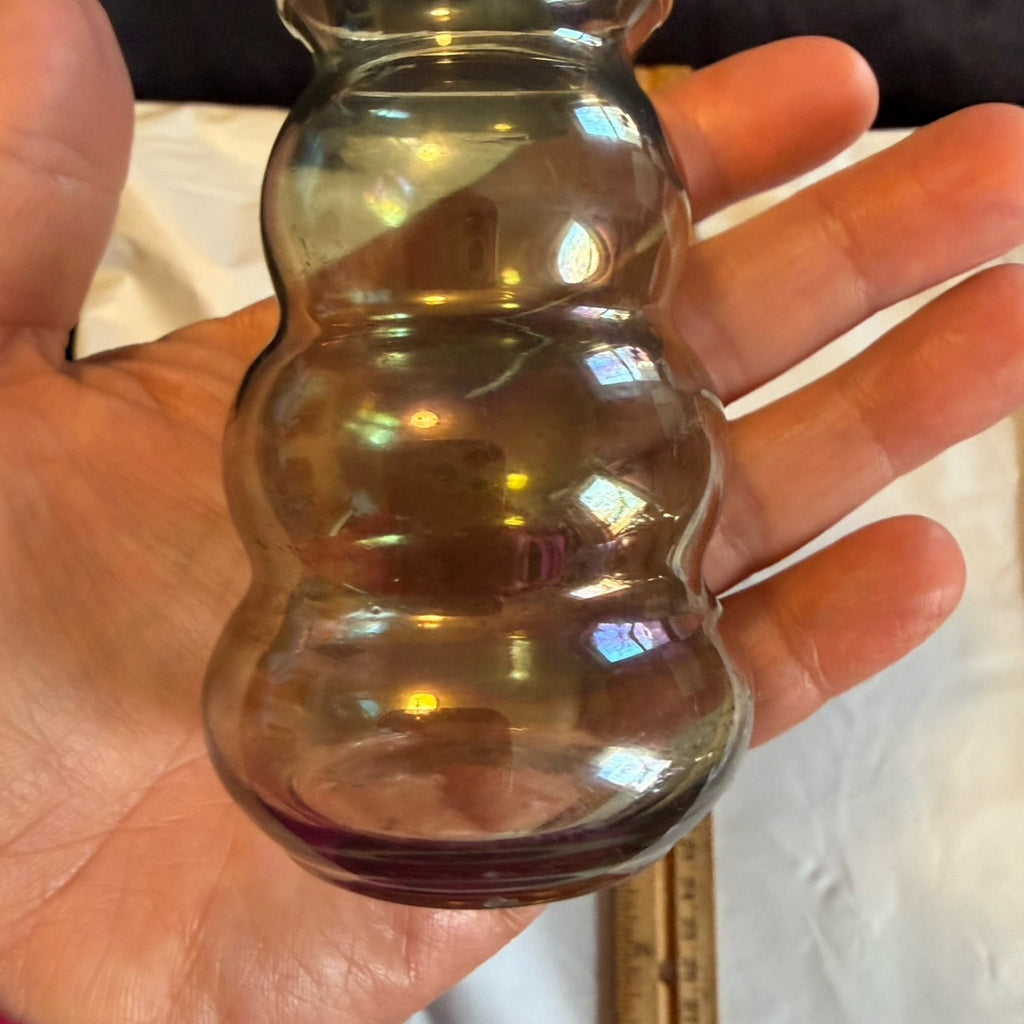 Antique 1930’s Dunbar Flint Glass Corporation bluish green bud vase