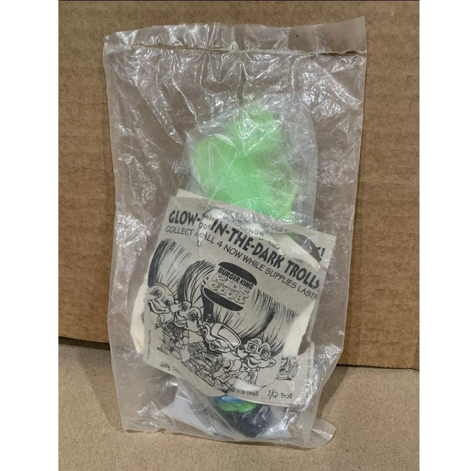 Vintage 1993 Burger King Kids Club Glow in the Dark Jaws Troll NIP Sealed
