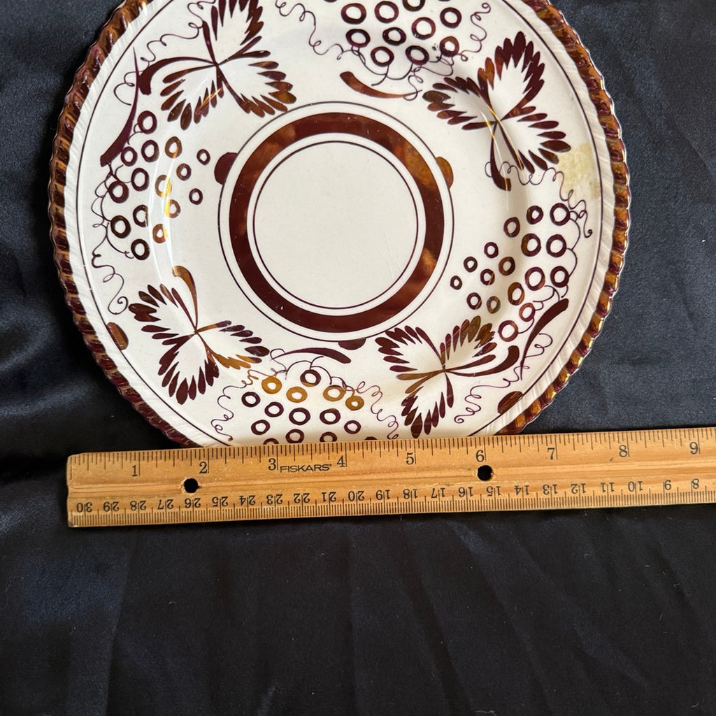 Antique Copper luster ware Gray's Pottery Stroke-on-Trent England 8” Saucer