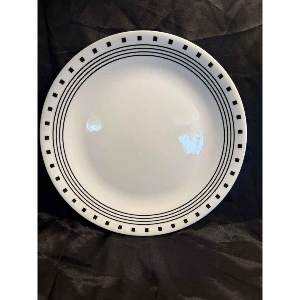 Corelle City Block Black on White Dinner Plate 10 1/4” EUC