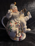 Vintage 1999 Porcelain Lenox Holiday Santa Collection Teapot Christmas