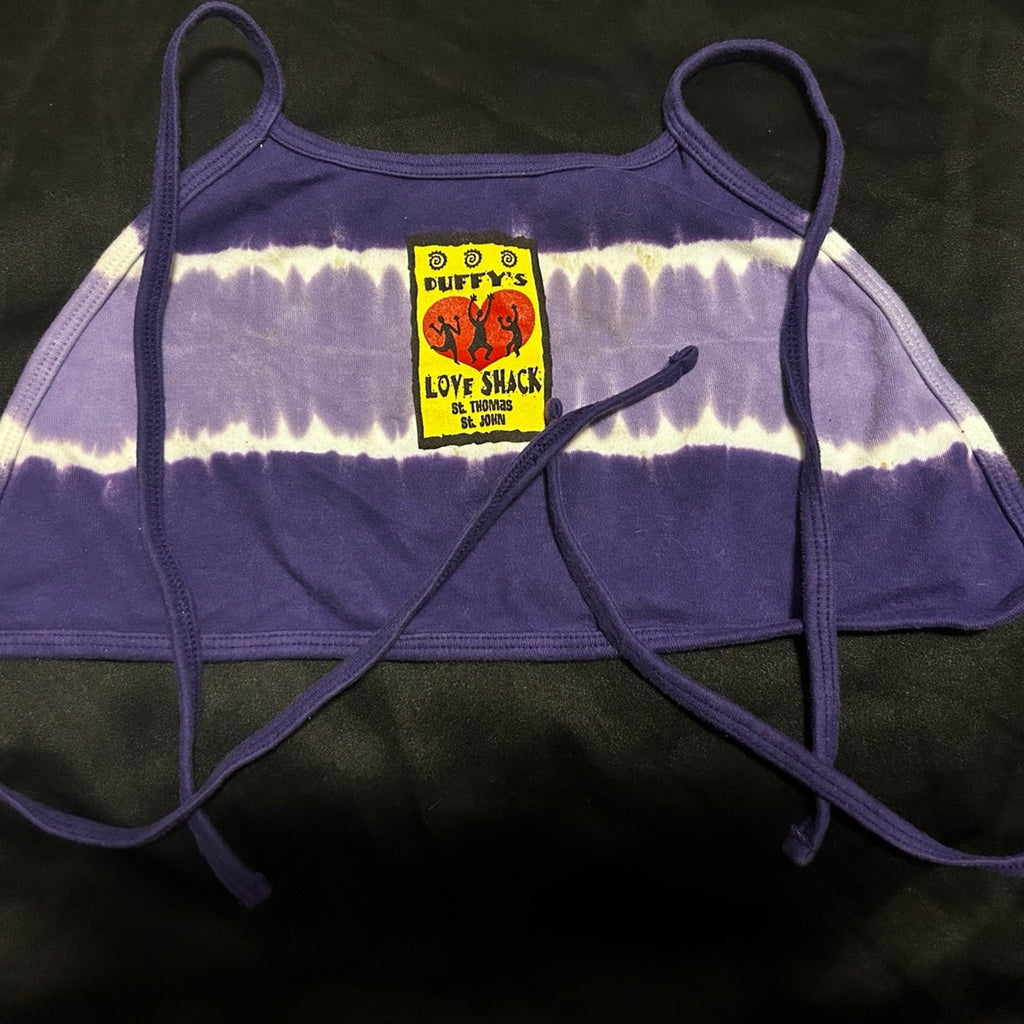 Vintage 90’s Duffy’s Love Shack Purple Tie-dye Halter Top St. Thomas OSFM