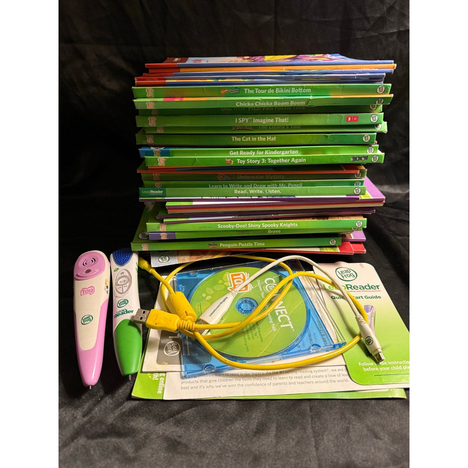 VTech Leap Frog Tag AND Leap Reader systems 39 books stickers Lot