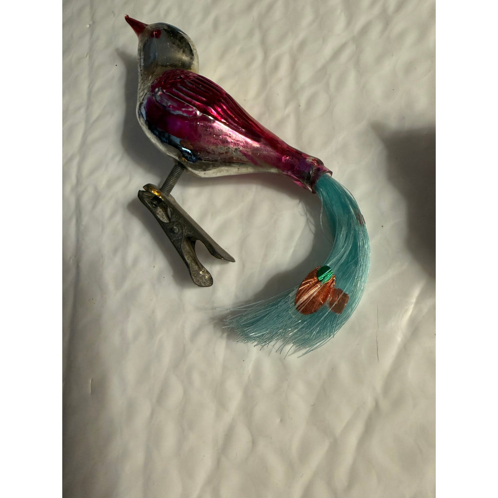 Vintage 40’s mercury glass bird clip-on Christmas ornaments made in Germany