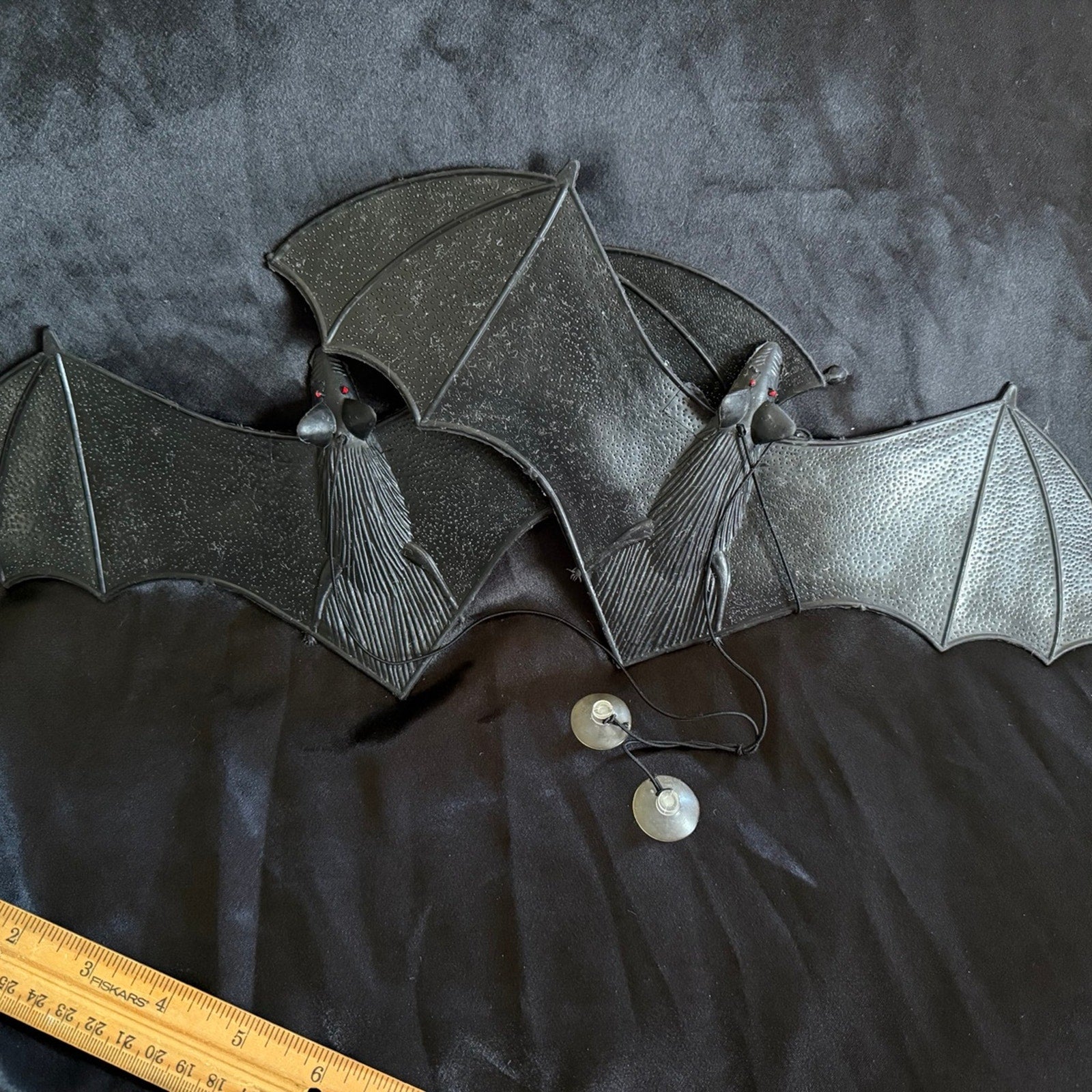 2 Vintage 80’s 12” rubber hanging bats Halloween decorations