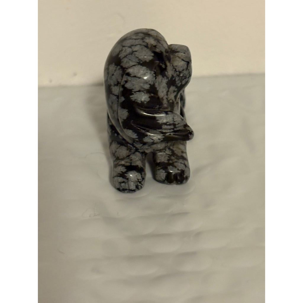 Hand Carved Snowflake Obsidian Figurine Chinese Zodiac Year of the Dog 1.5” tall