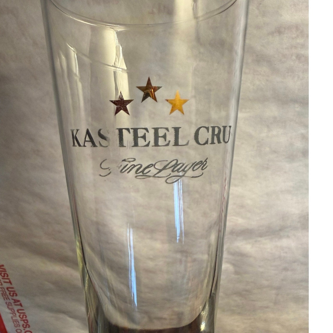 Kasteel Cru Fine Lager branded half pint glass