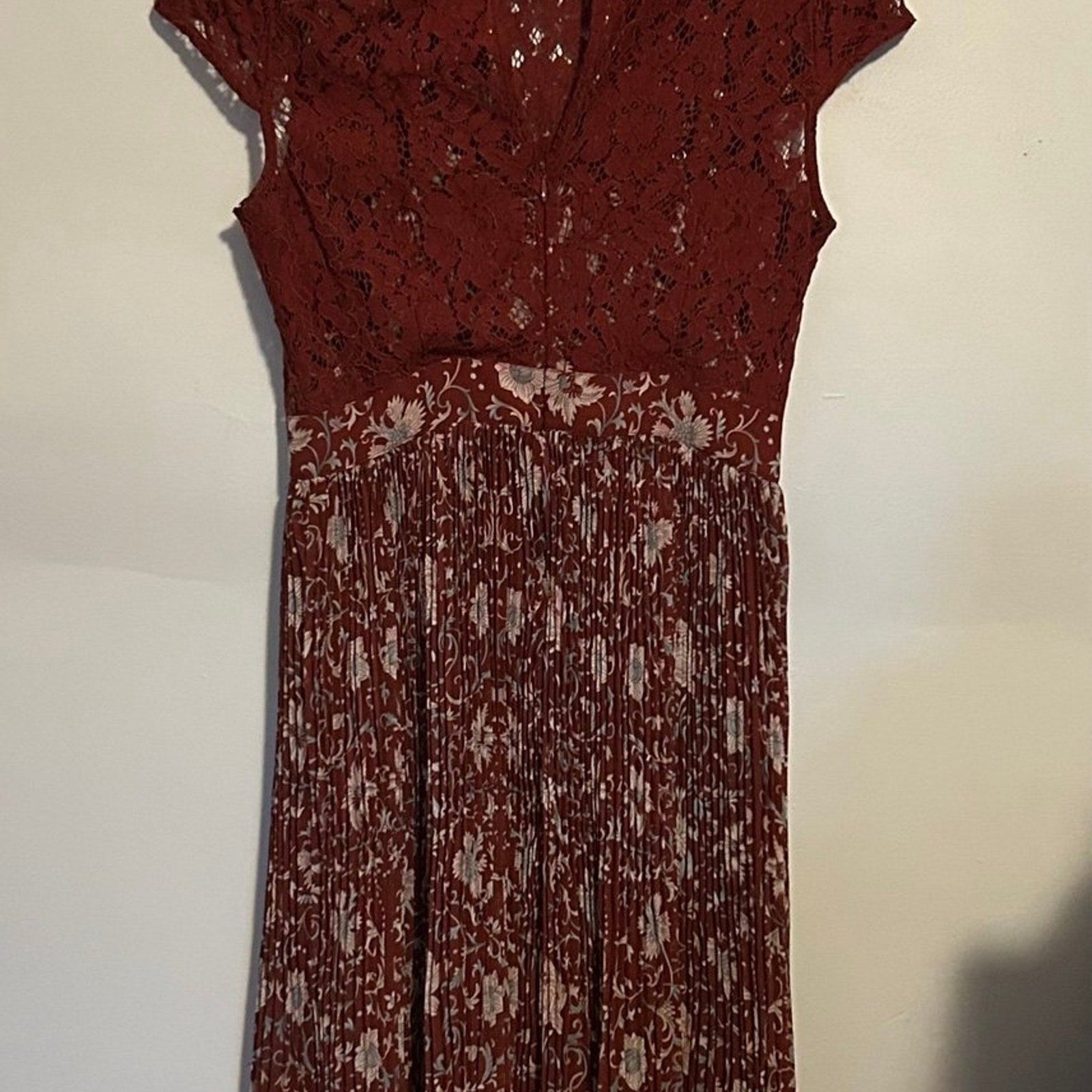 Anthropologie Plenty by Tracy Reese Lace Pleated Midi Dress Women’s Sz 4