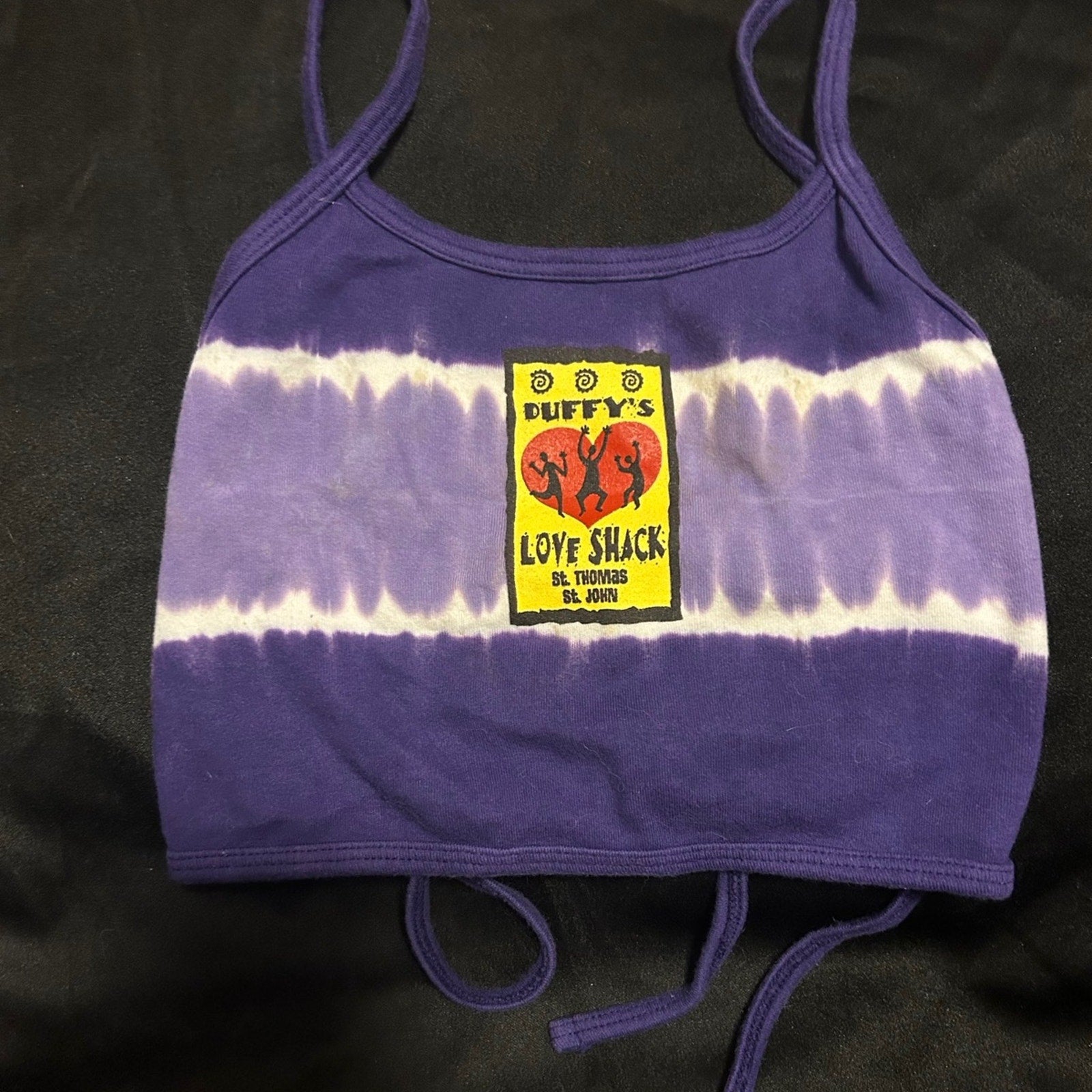 Vintage 90’s Duffy’s Love Shack Purple Tie-dye Halter Top St. Thomas OSFM