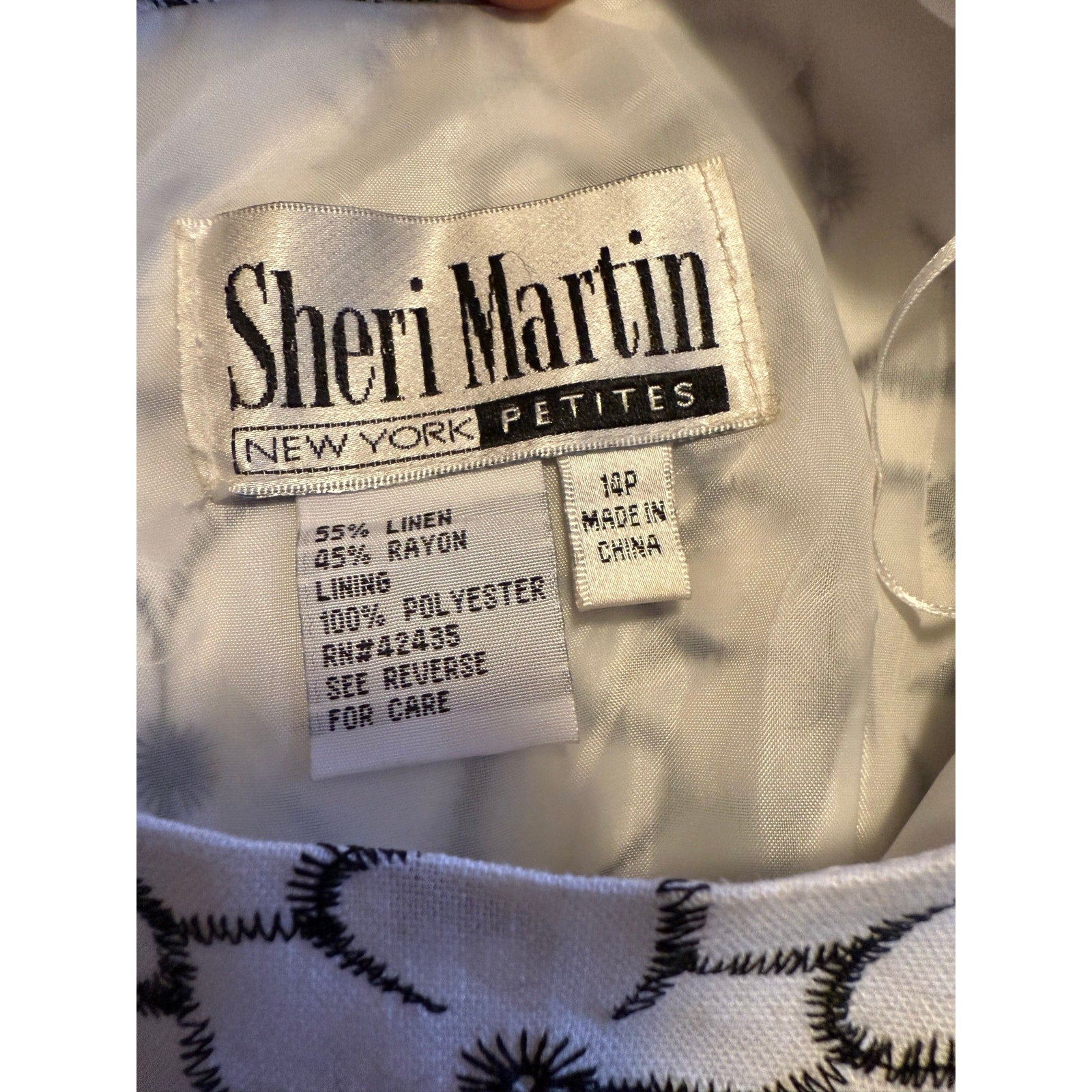 Sheri Martin New York dress black and white flowers size 14P petite