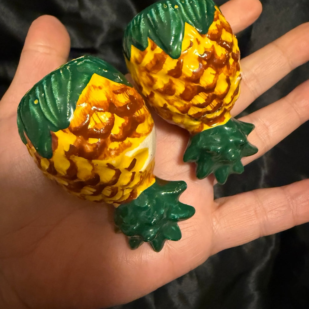 vintage 70’s ceramic Aloha Hawaii pineapple salt and pepper shakers