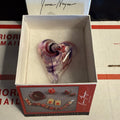 Signed James Hayes Art Glass Heart Pink Purple Scheme