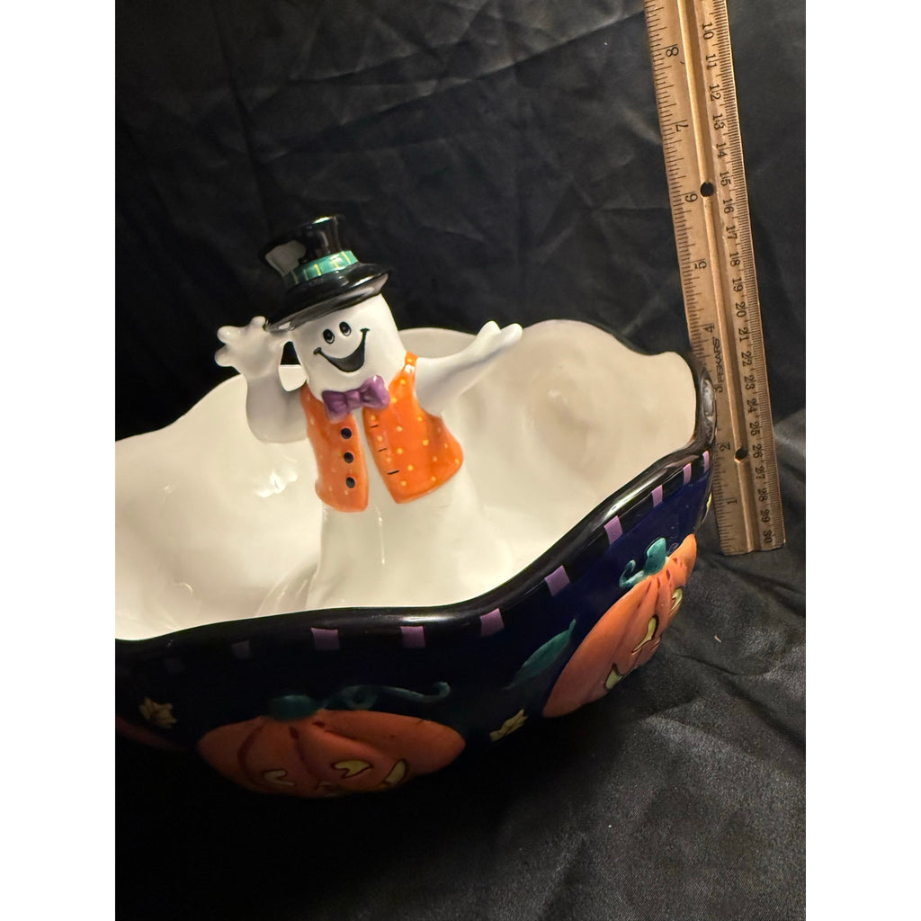 Vintage 90’s Halloween Candy Dish with Ghost Top Hat in middle Spooky cute