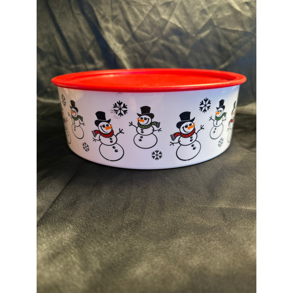Vintage Y2K Tupperware Snowman Food Storage Container model number 3421A 3.25” x 8.75”