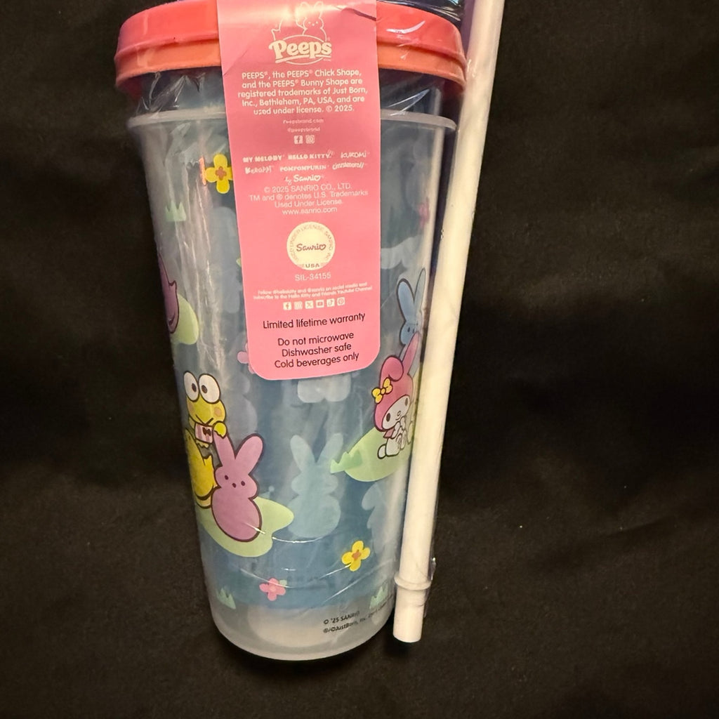Peeps Easter X Hello Kitty Tumbler Set Of 2 w/ Straws HK & Friends ZAK 25oz New