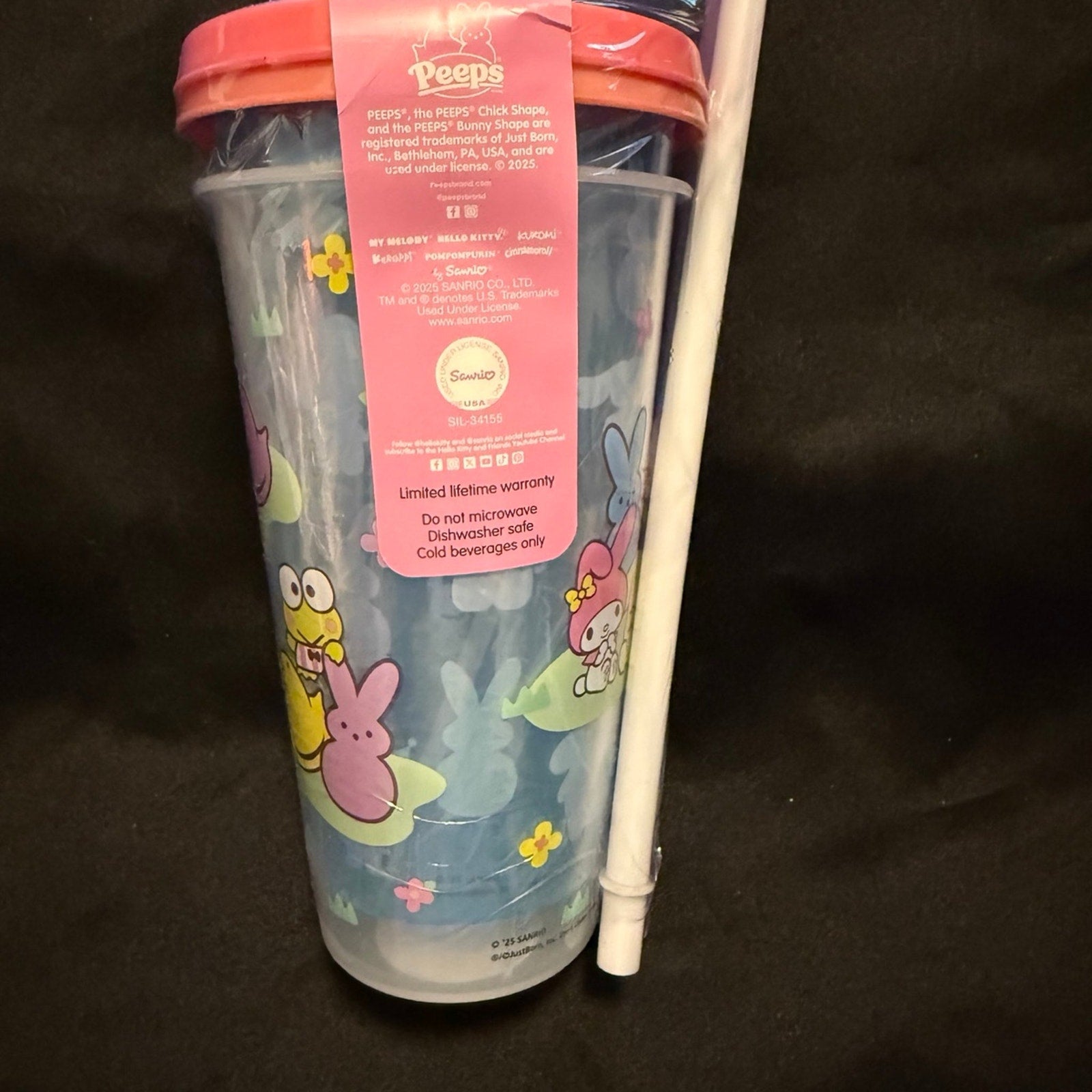 Peeps Easter X Hello Kitty Tumbler Set Of 2 w/ Straws HK & Friends ZAK 25oz New