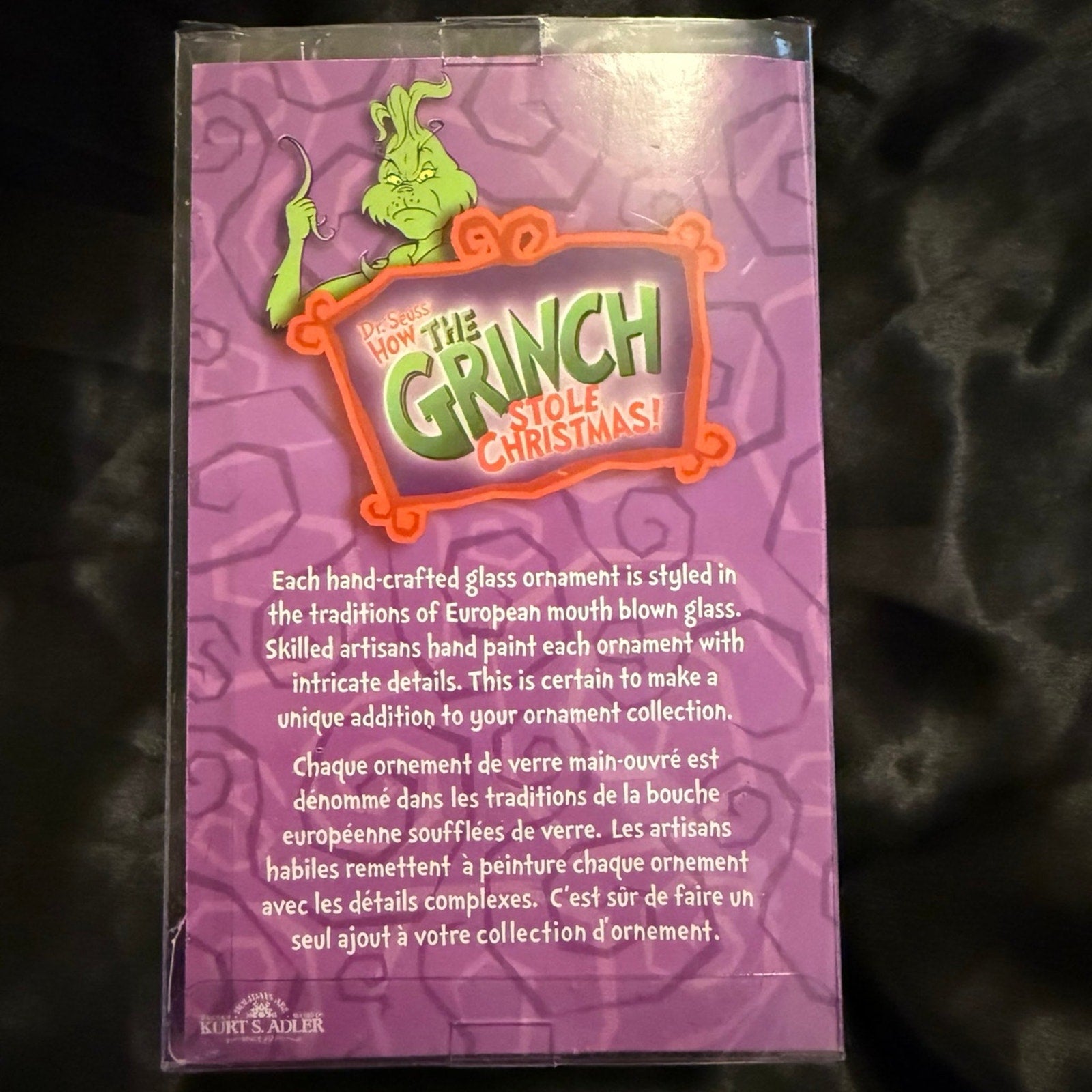 Vintage How the Grinch Stole Christmas Glass Ornament Kurt S. Adler NIB