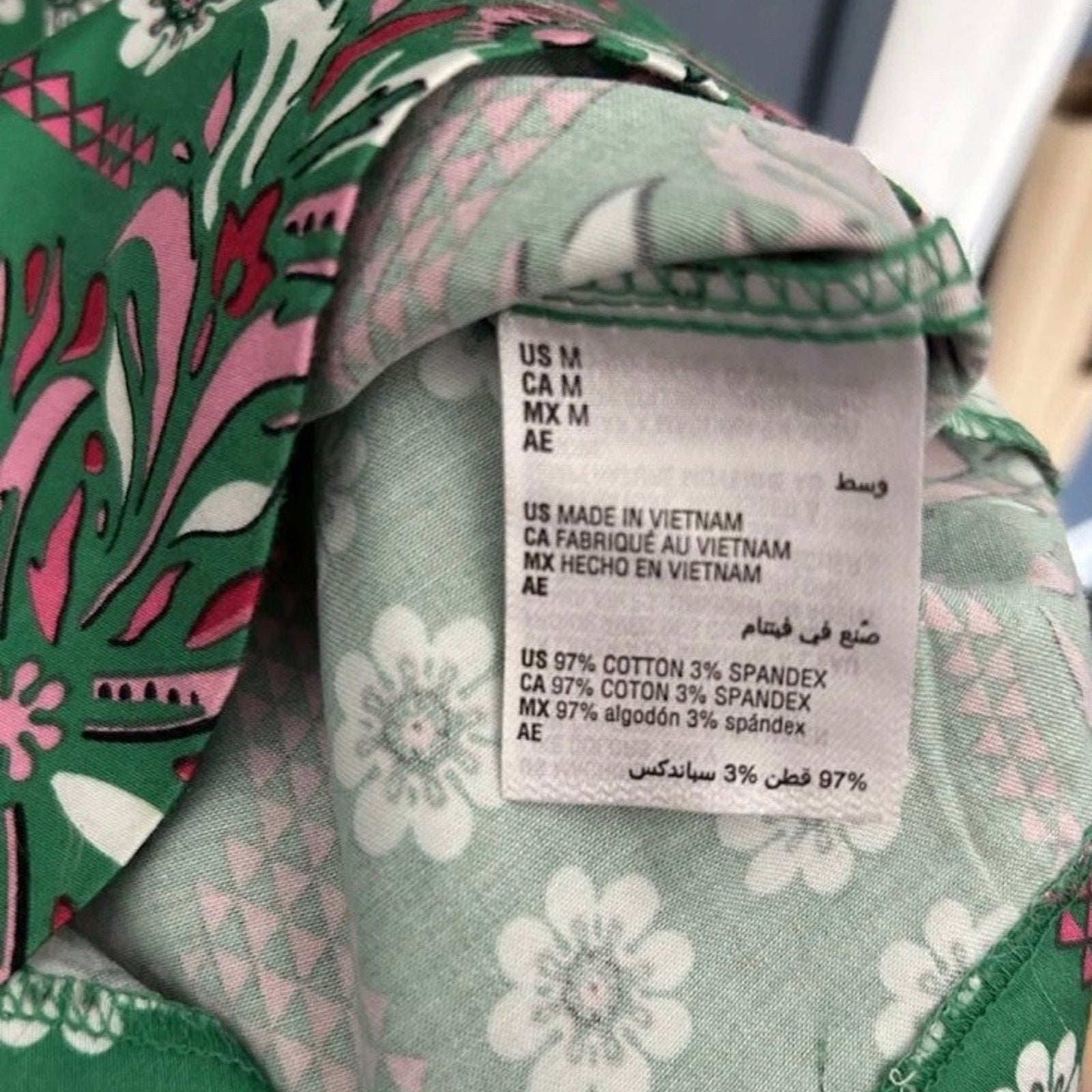 Charter Club Womens Dress A-Line Green Floral Sleeveless Ruffle Trim Size M