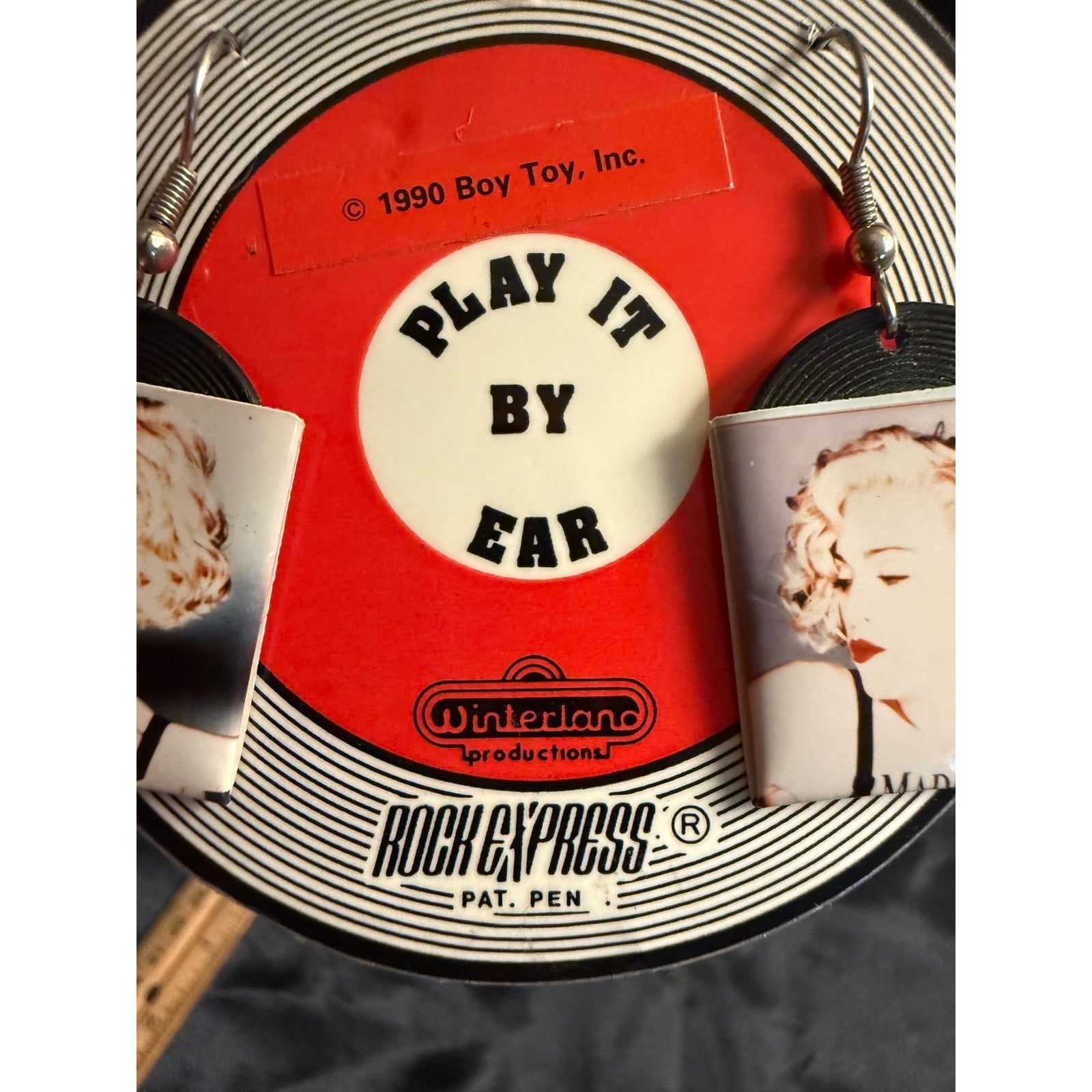 Vintage 1990 Boy Toy MADONNA Record Earrings Vogue  New