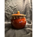 Vintage 60’s Hull Brown Drip Glaze sugar bowl with lid 5”