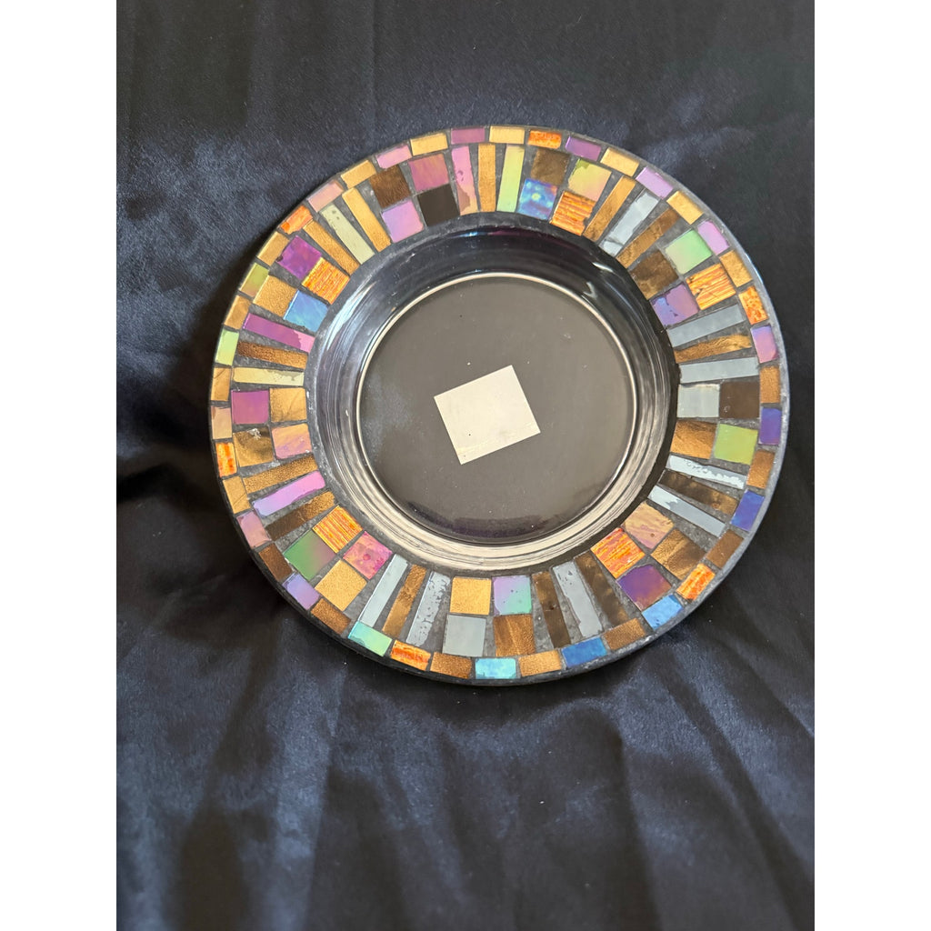 Yankee Candle Co. Stained Glass Accents Mosaic Candle Holder Plate 7.5”