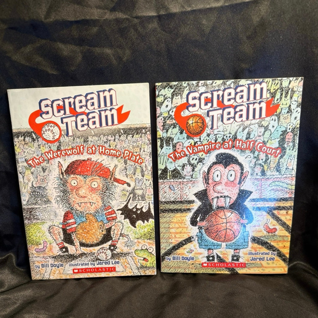 Two Scholastic Scream Team books 1 and 2 very good