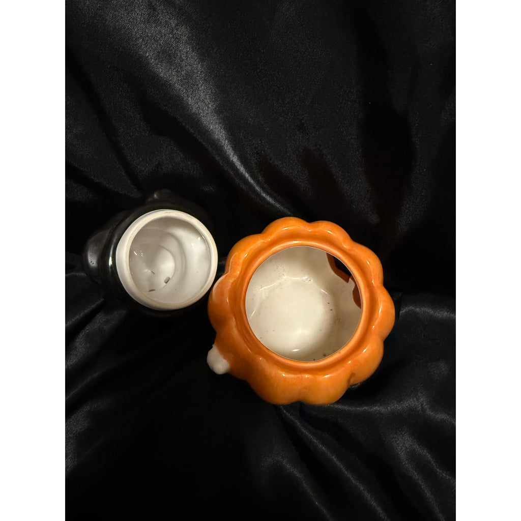 Vintage 90’s Scaredy Cats Jack o Lantern Halloween Ceramic Tea light Holder 6”
