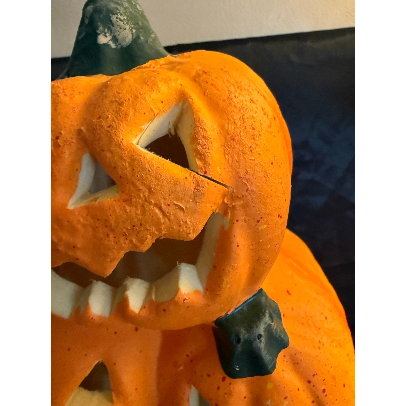 Vintage 1993 Lighted Foam Mold Stacked pumpkins Jack-O-Lanterns 18" Halloween Fall Decor