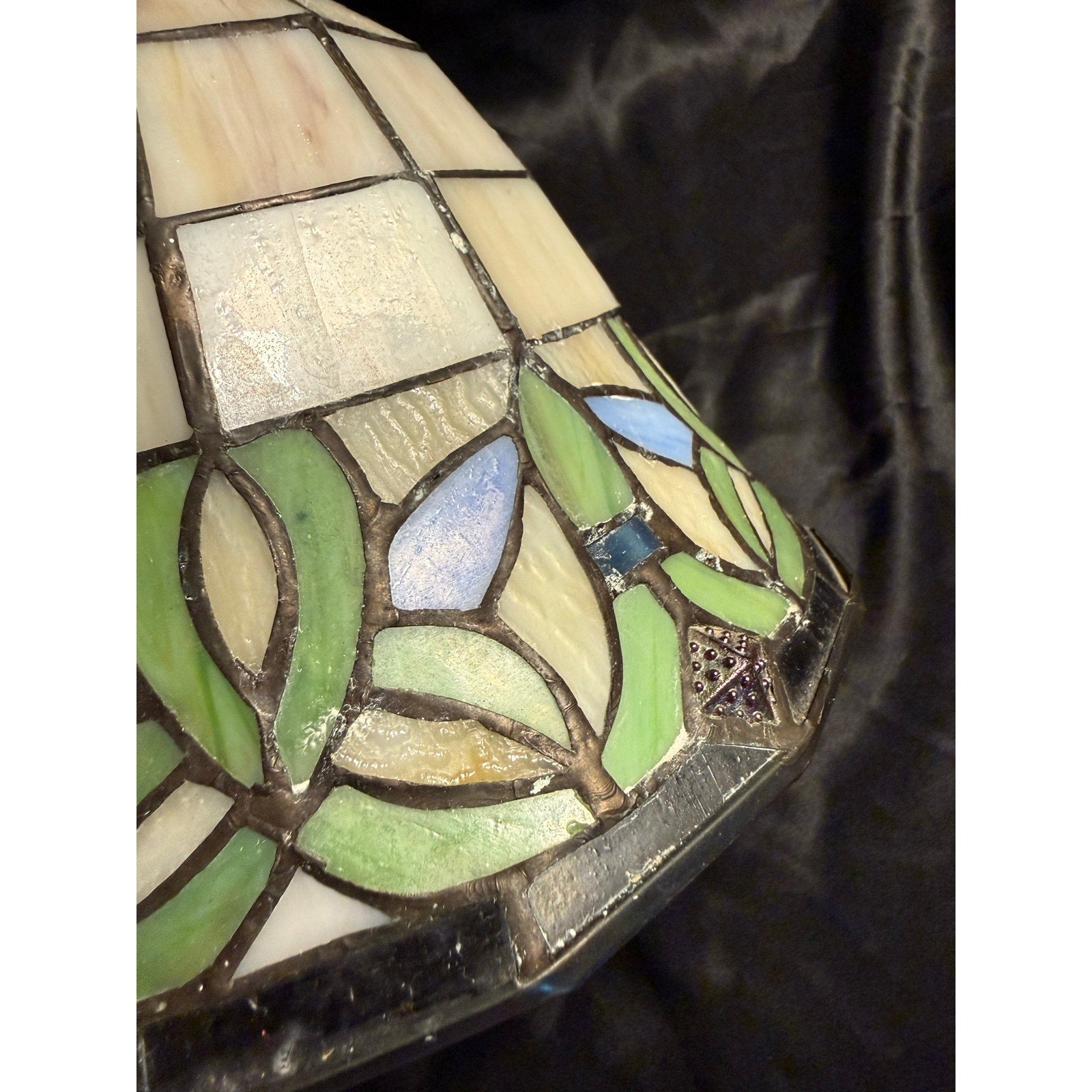 Vintage Tiffany Style Floral Stained Glass Lamp Shade Multicolor 9"x7”