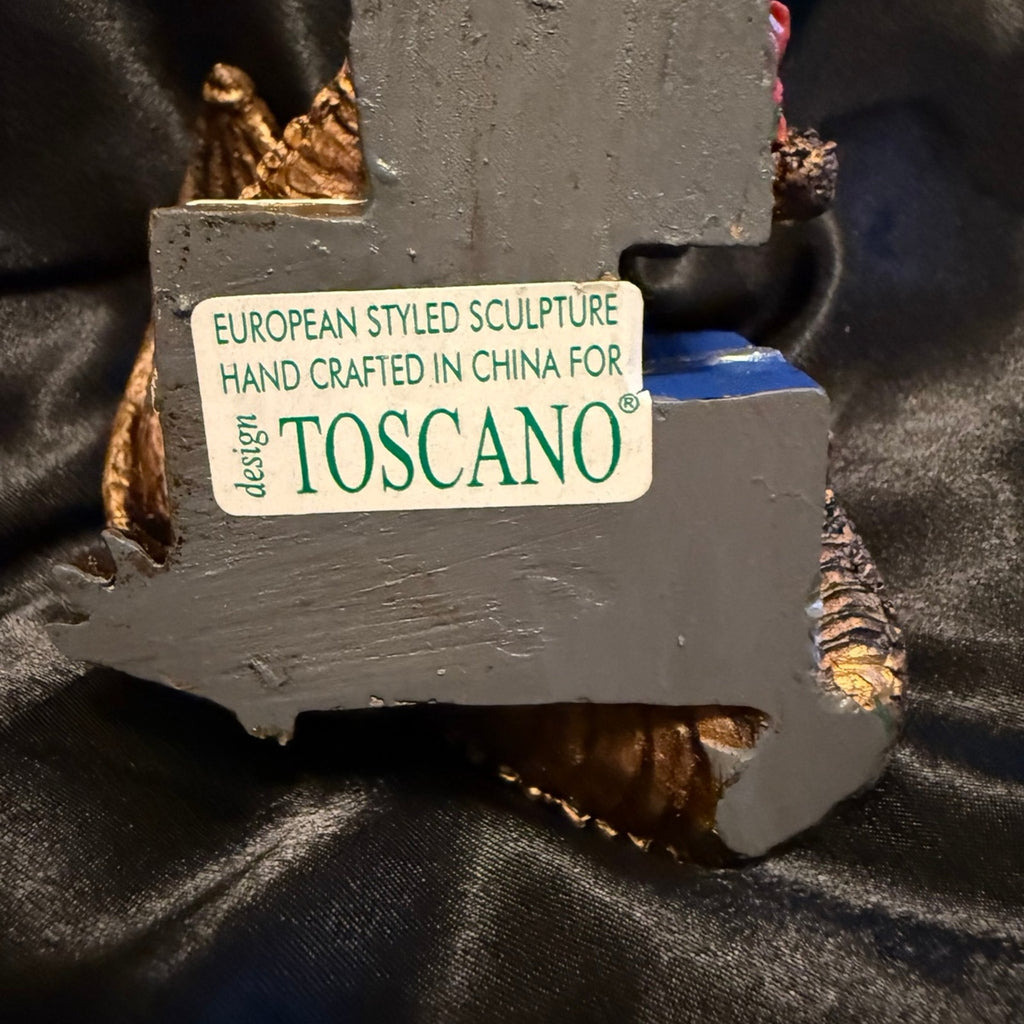 Vintage Design Toscano Dragon and Santa resin Christmas ornaments set