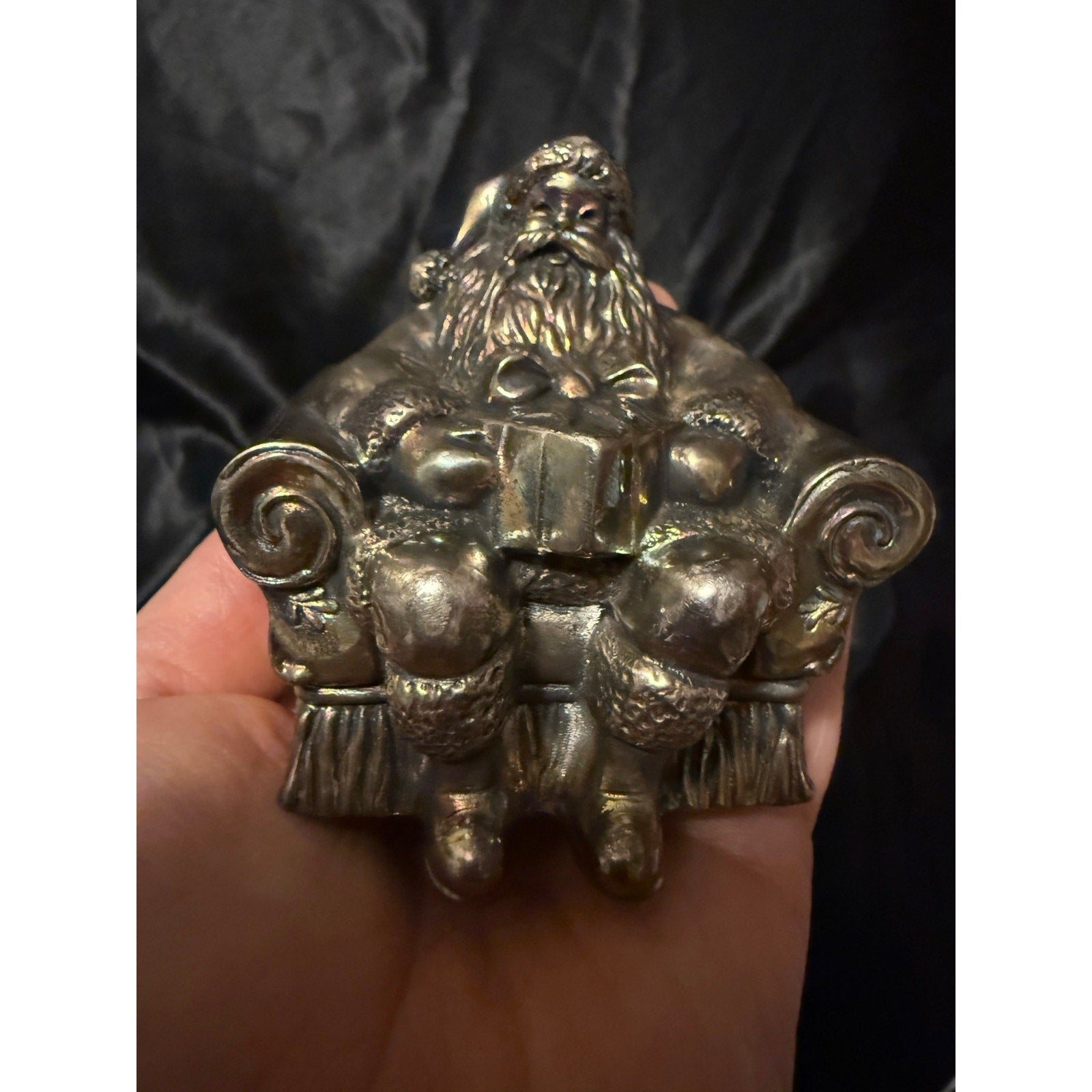 Vintage 1980’s Reed & Barton Silver Plated Musical Santa Plays Santa Clause is Coming To Town