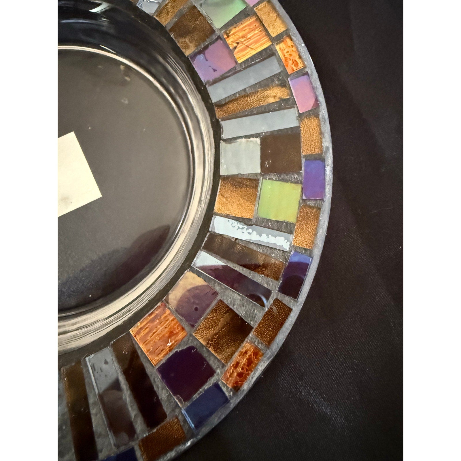 Yankee Candle Co. Stained Glass Accents Mosaic Candle Holder Plate 7.5”
